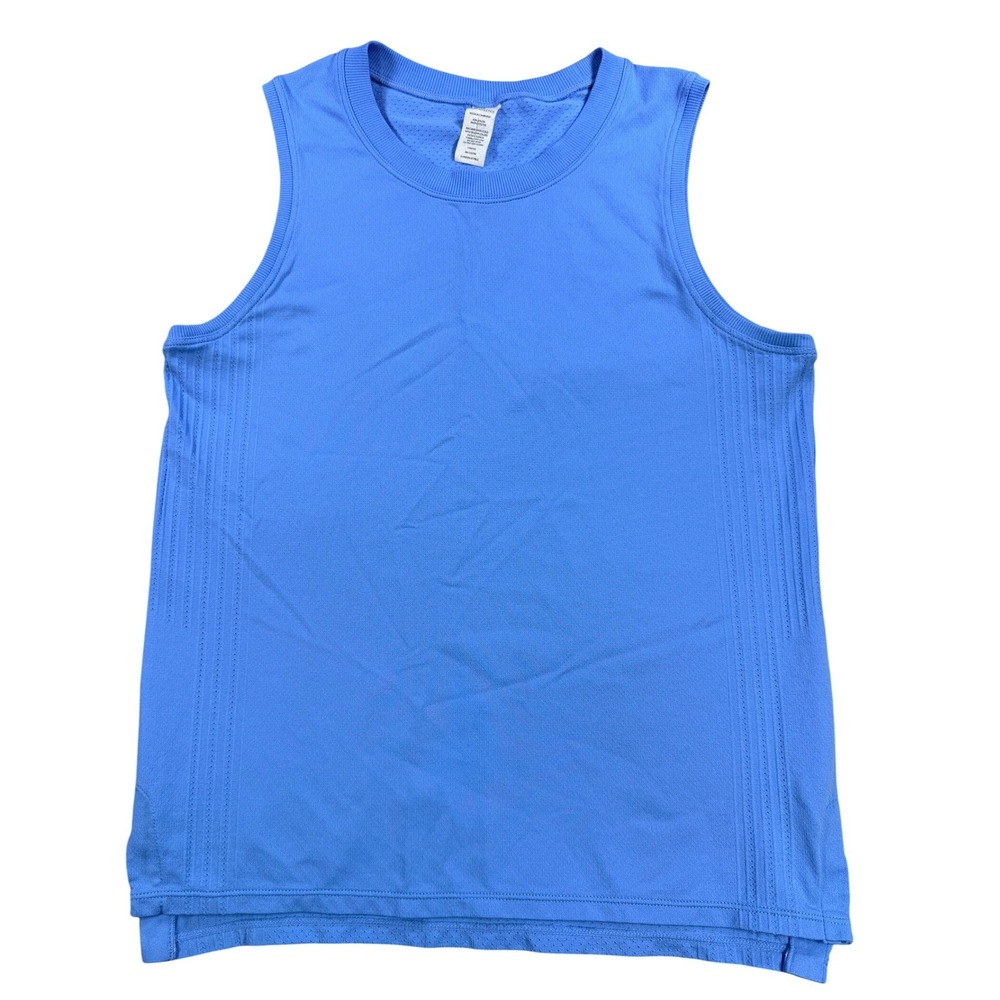Tuff Athletics Women Tank Top Seamless Mesh Vent S Blue Nylon Blend Activewear